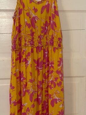 Jessica Simpson Yellow and Pink Floral Maxi Dress